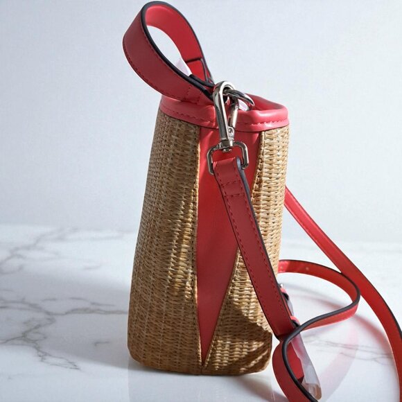 Guess Hot Pink & Tan Bucket Lyria Mini Crossbody Bag NWT - Picture 5 of 12